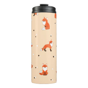 Seamless pattern with cute watercolor foxes. Vinta Thermal Tumbler