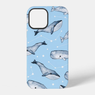 Seamless pattern with cute whales and stars. Water iPhone 12 Case