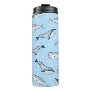 Seamless pattern with cute whales and stars. Water Thermal Tumbler
