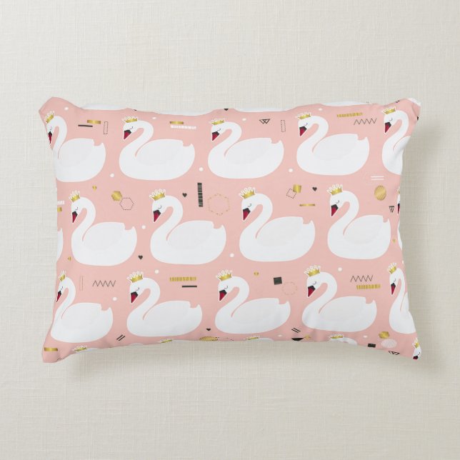 Seamless pattern with cute white swans. All elemen Accent Pillow (Front)
