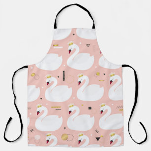 Seamless pattern with cute white swans. All elemen Apron