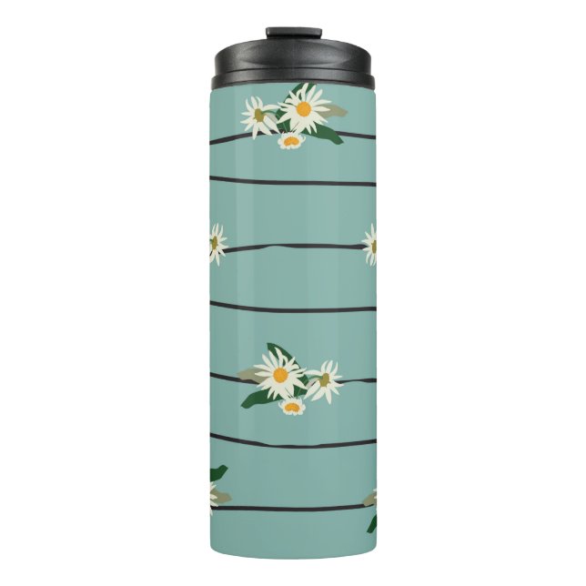 Seamless pattern with daisy and stripes thermal tumbler (Front)