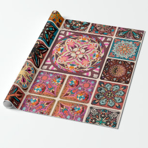 Seamless pattern with decorative mandalas. Vintage Wrapping Paper