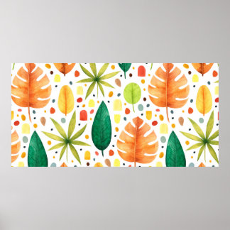 Seamless pattern with decorative tropical plants. poster