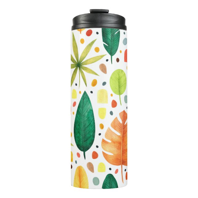 Seamless pattern with decorative tropical plants.  thermal tumbler (Front)