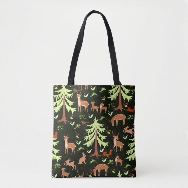 Seamless pattern with deers in the forest. tote bag (Front)