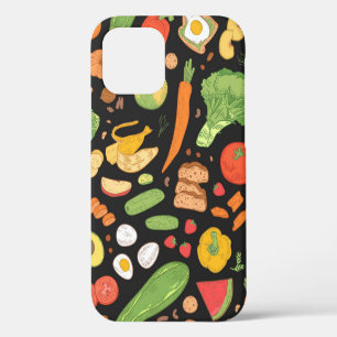 Seamless pattern with dietary food, wholesome groc iPhone 12 case