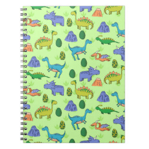 Seamless pattern with different cute dinosaurs, mo notebook
