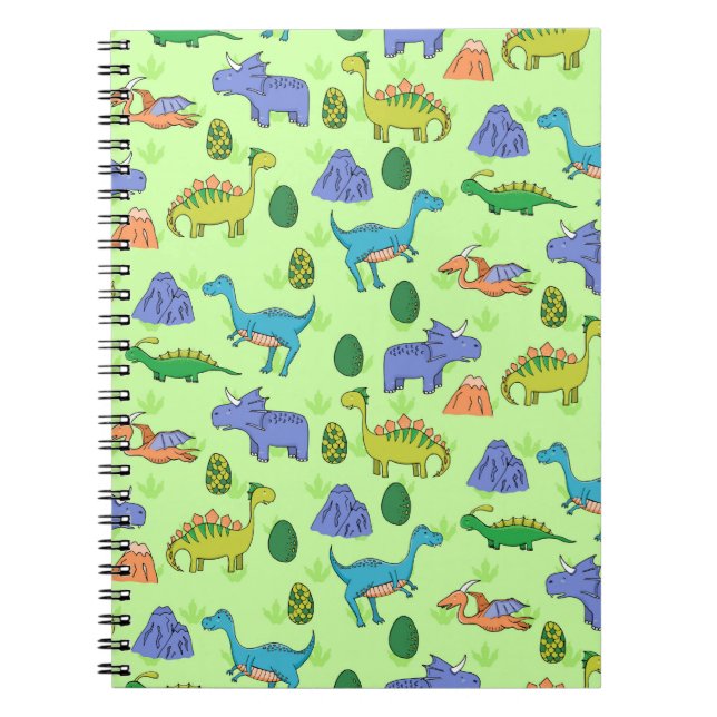 Seamless pattern with different cute dinosaurs, mo notebook (Front)