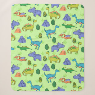 Seamless pattern with different cute dinosaurs, mo sherpa blanket