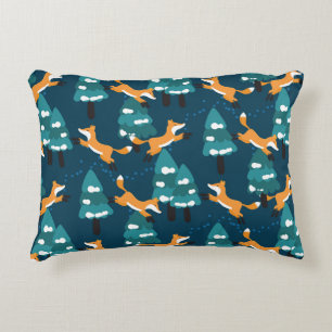 Seamless pattern with different cute foxes. accent pillow