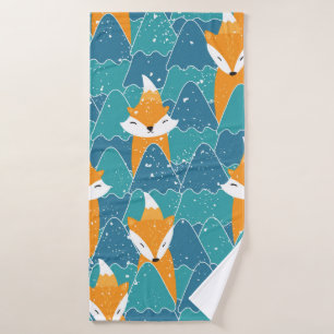 Seamless pattern with different cute foxes. bath towel