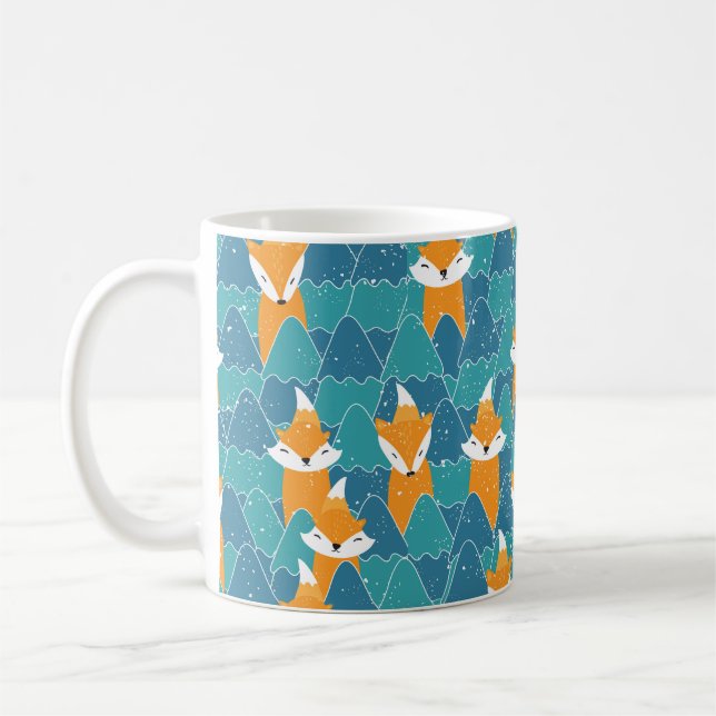 Seamless pattern with different cute foxes.  coffee mug (Left)