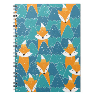Seamless pattern with different cute foxes.  notebook
