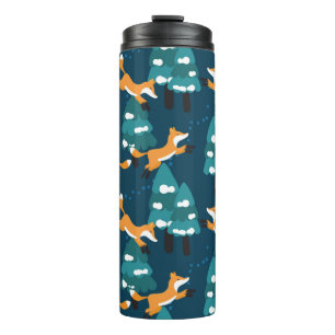 Seamless pattern with different cute foxes. thermal tumbler