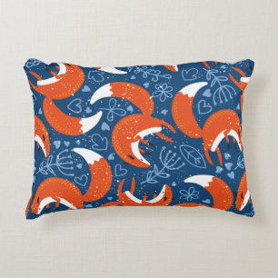 Seamless pattern with different cute foxes. Vintag Accent Pillow