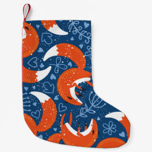 Seamless pattern with different cute foxes. Vintag Small Christmas Stocking