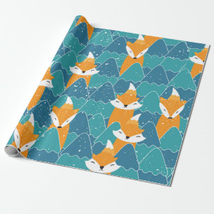 Seamless pattern with different cute foxes. wrapping paper