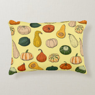 Seamless pattern with different hand drawn squashe accent pillow