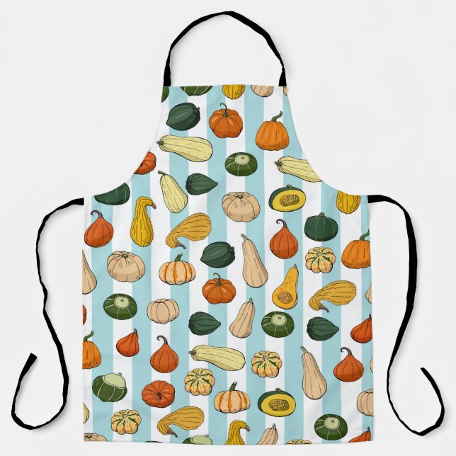 Seamless pattern with different hand drawn squashe apron (Front)