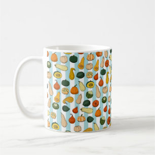 Seamless pattern with different hand drawn squashe coffee mug