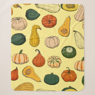 Seamless pattern with different hand drawn squashe sherpa blanket