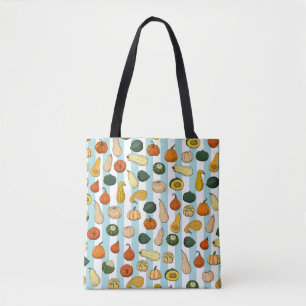 Seamless pattern with different hand drawn squashe tote bag