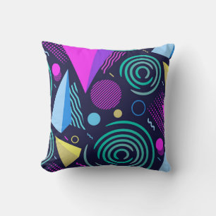 Seamless pattern with different kinds of geometric throw pillow