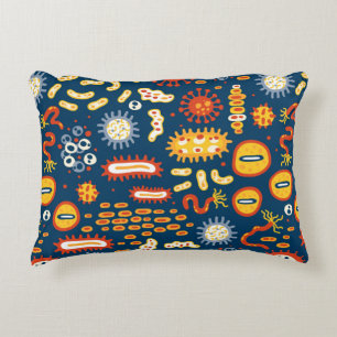 Seamless pattern with different kinds of microorga accent pillow