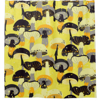 Seamless pattern with different mushrooms. 