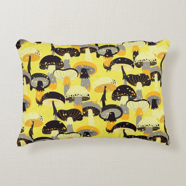 Seamless pattern with different mushrooms.  accent pillow (Front)