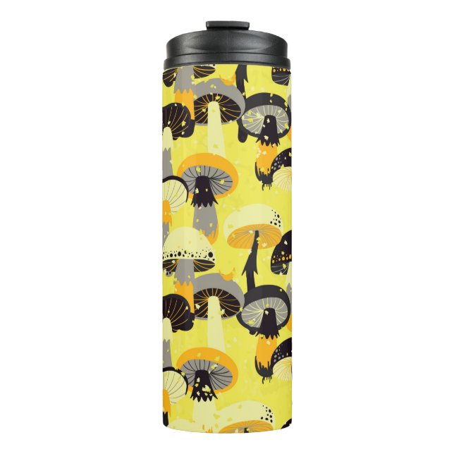 Seamless pattern with different mushrooms.  thermal tumbler (Front)
