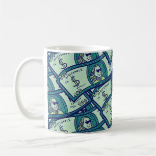 seamless pattern with dollars banknotes coffee mug