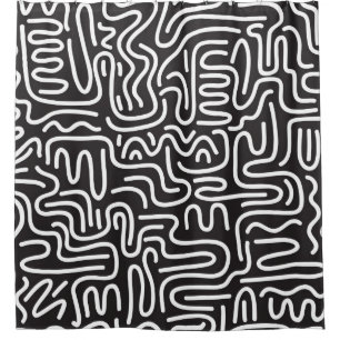 Seamless pattern with doodle wavy lines in retro s