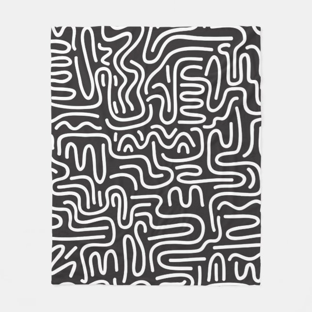 Seamless pattern with doodle wavy lines in retro s fleece blanket (Front)