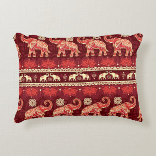 Seamless pattern with elephants accent pillow