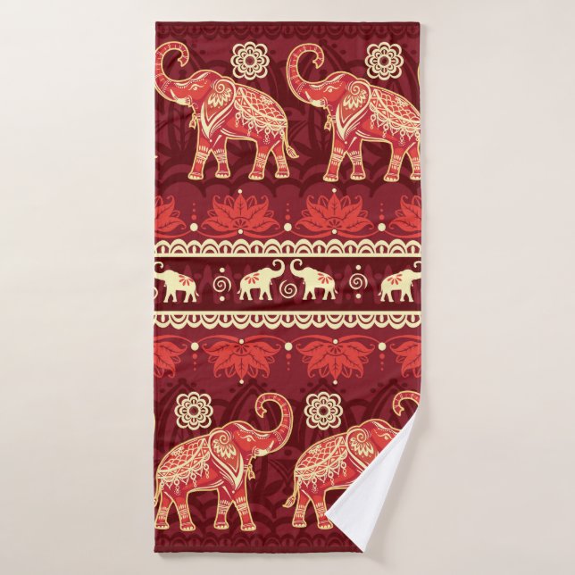 Seamless pattern with elephants  bath towel (Bath Towel)