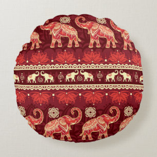 Seamless pattern with elephants  round pillow