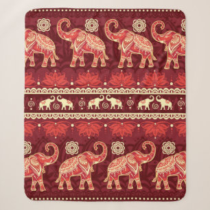 Seamless pattern with elephants sherpa blanket