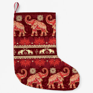 Seamless pattern with elephants small christmas stocking