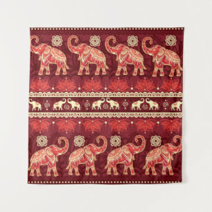 Seamless pattern with elephants tapestry