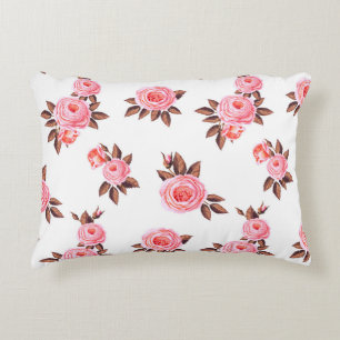 Seamless pattern with english rosesbeautiful,black accent pillow