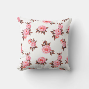 Seamless pattern with english rosesbeautiful,black throw pillow