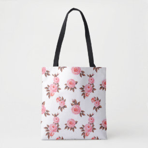 Seamless pattern with english rosesbeautiful,black tote bag