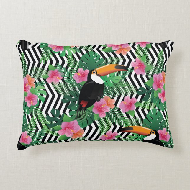 Seamless pattern with exotic hibiscus flowers touc accent pillow (Front)