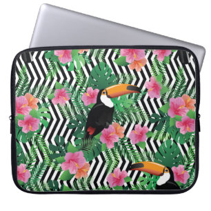 Seamless pattern with exotic hibiscus flowers touc laptop sleeve