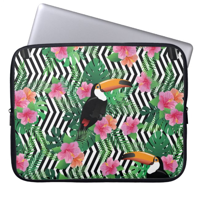 Seamless pattern with exotic hibiscus flowers touc laptop sleeve (Front)
