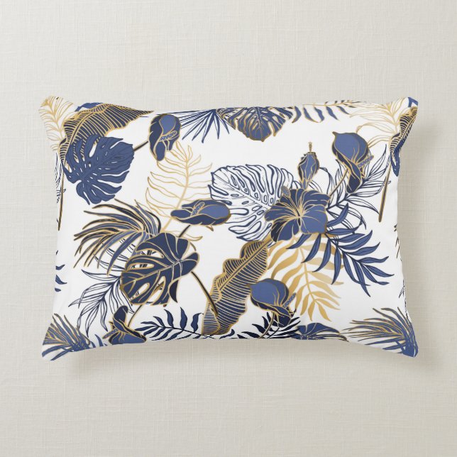 Seamless pattern with exotic tropical leaves. Palm Accent Pillow (Front)