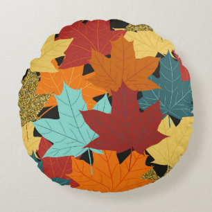 Seamless pattern with fall maple leaves. illustrat round pillow