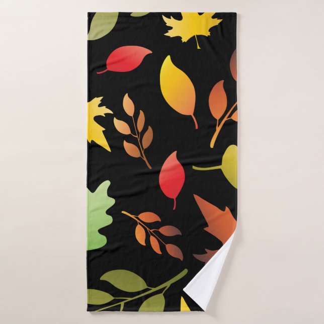 Seamless pattern with fallen autumn leaves and col bath towel (Bath Towel)